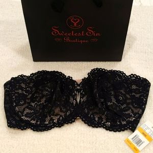B.Tempted Black W/Pink Lace Bra 36DD